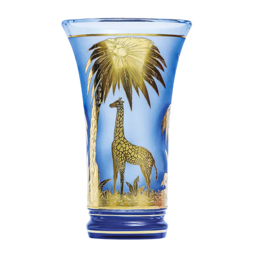 Moser Vase Savannah Giraffe Aquamarine