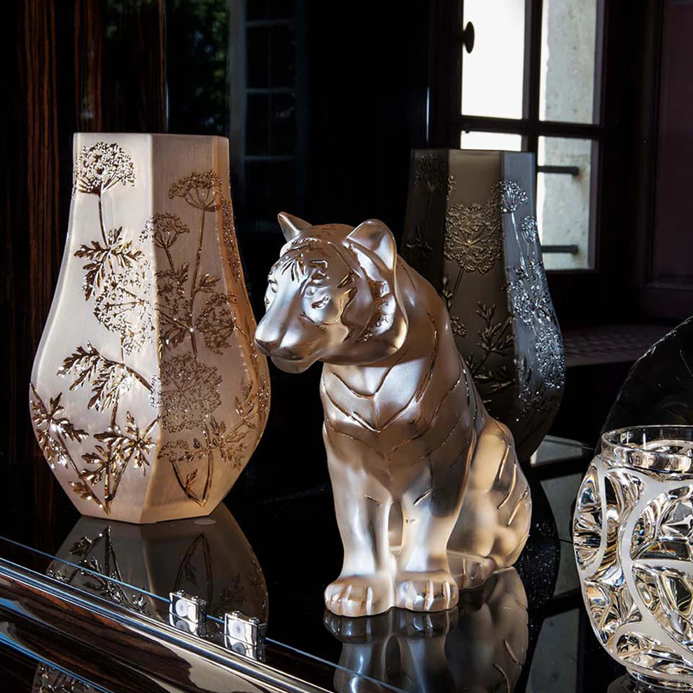 Lalique Sitting Tiger Large Sculpture