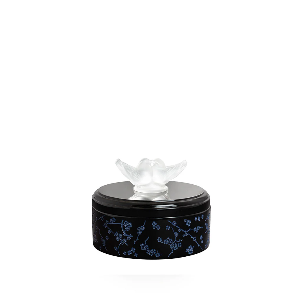 Lalique Fleurs de Cerisier box small, clear/black/midnight blue