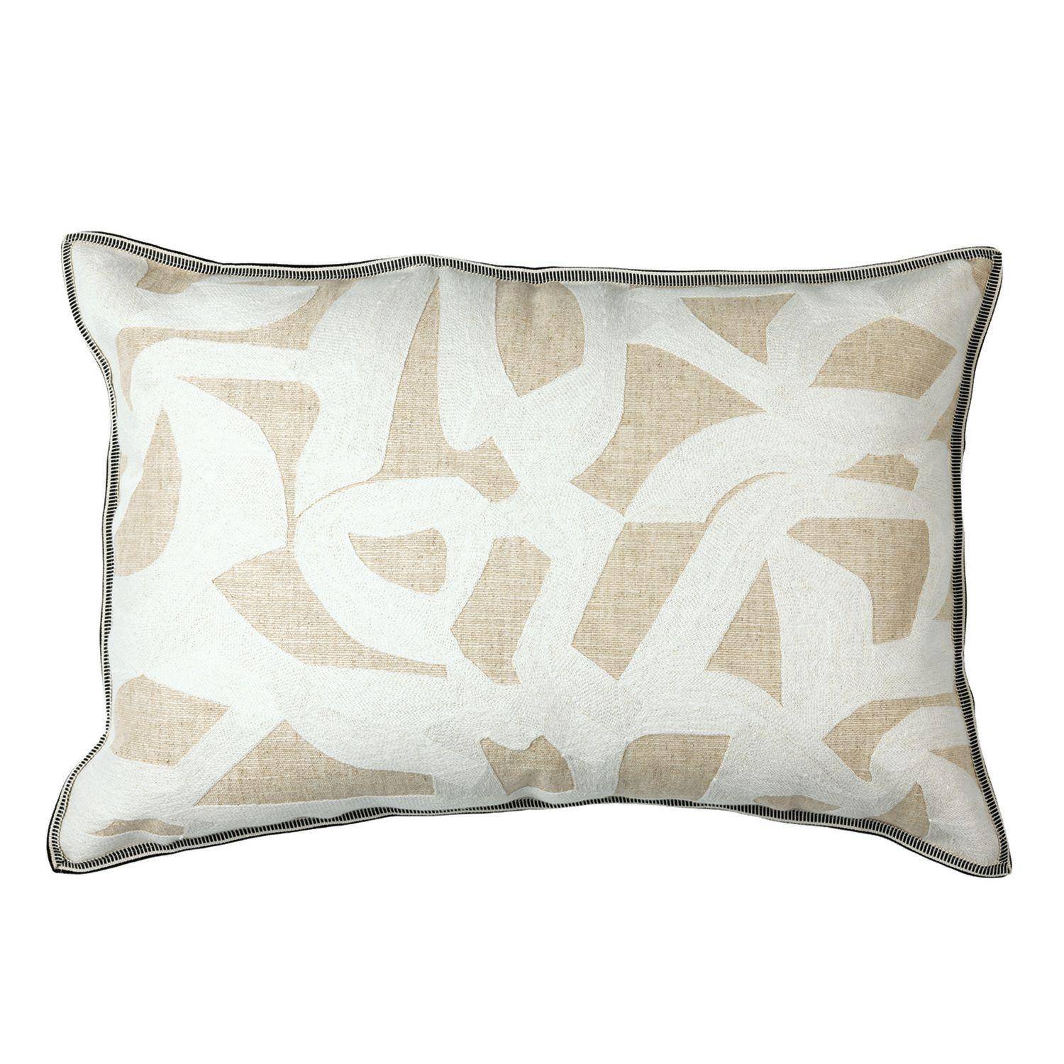 Casamance Mainland Ecru 40x60 cm - Kissenbezug mit Stickerei