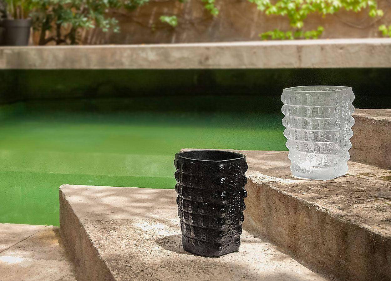 Lalique Vase Croco Schwarz