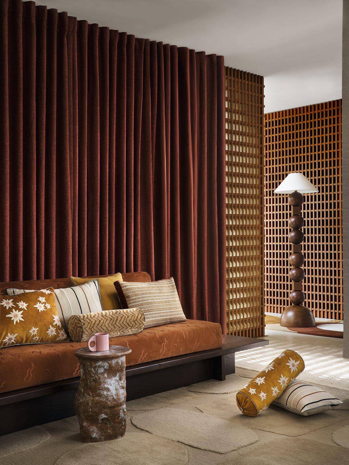 Casamance Killin Noir beige 30x50 cm - Gestreifter Kissenbezug