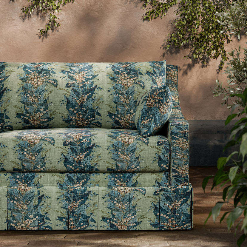 Zoffany Lily Stripe - Outdoor-Polsterstoff mit Maiglöckchen-Motiv