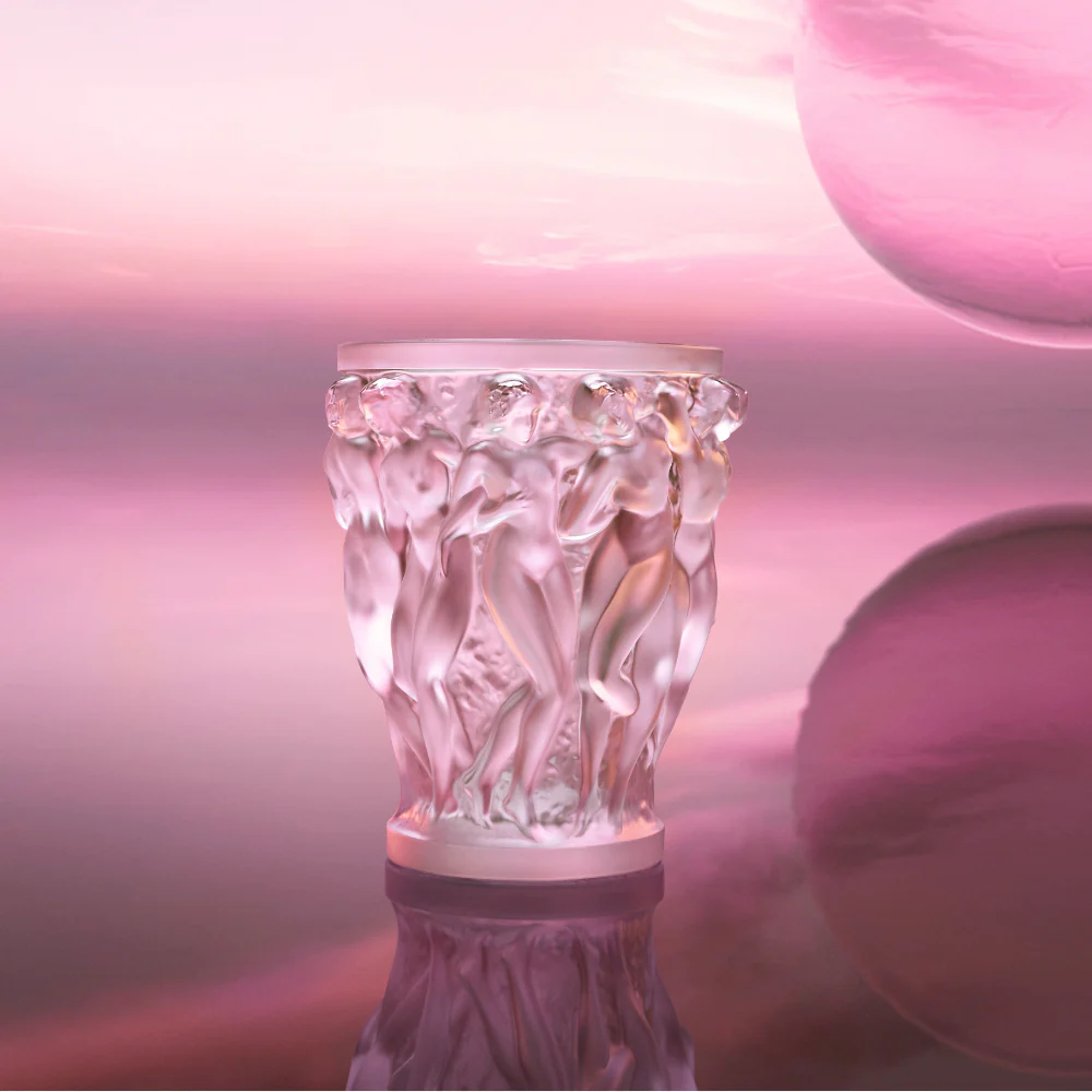 Bacchantes Vase Pink Lyster Crystal