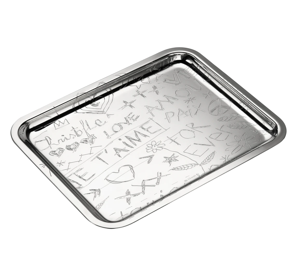 Christofle Graffiti Tablett 16x20cm  versilbert