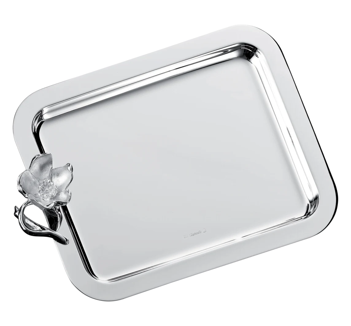 Christofle Anemone Tablet 20x16cm versilbert