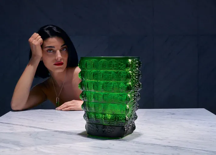 Lalique Vase Croco Amazon Green