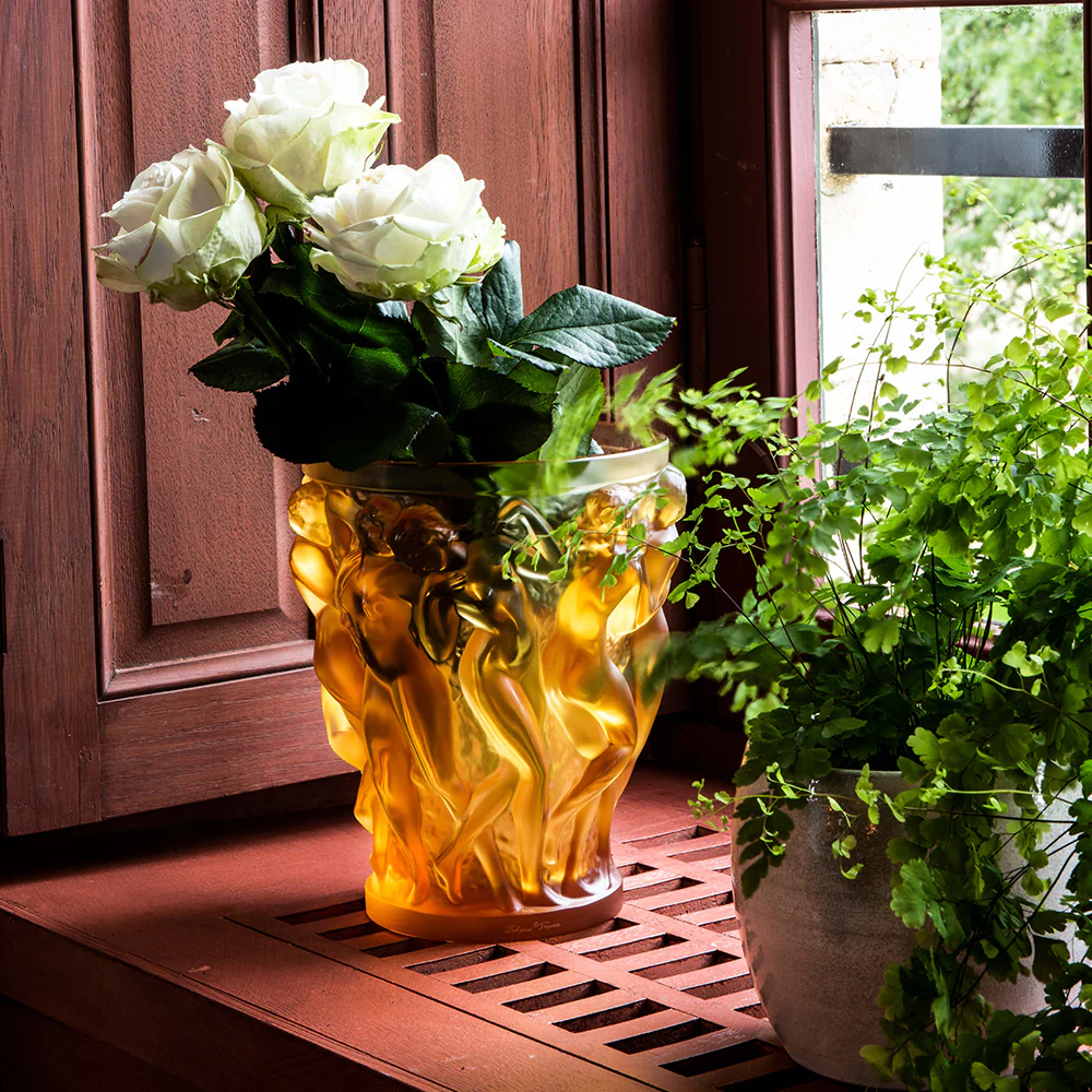 Bacchantes Vase Amber Crystal 