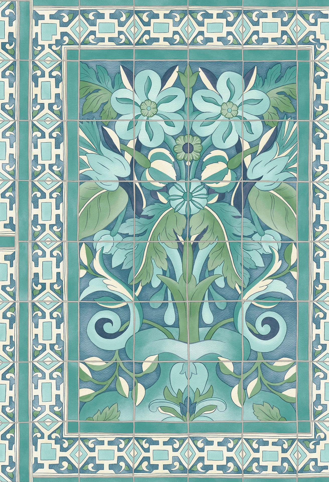 Teal & Dark Teal on Denim