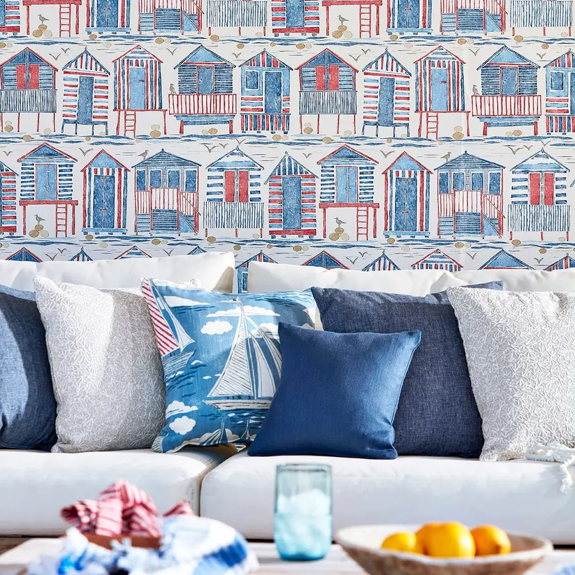 Sanderson Beach Huts Wallpaper