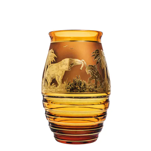 Moser Vase Serengeti  Elephants Topas/Gold