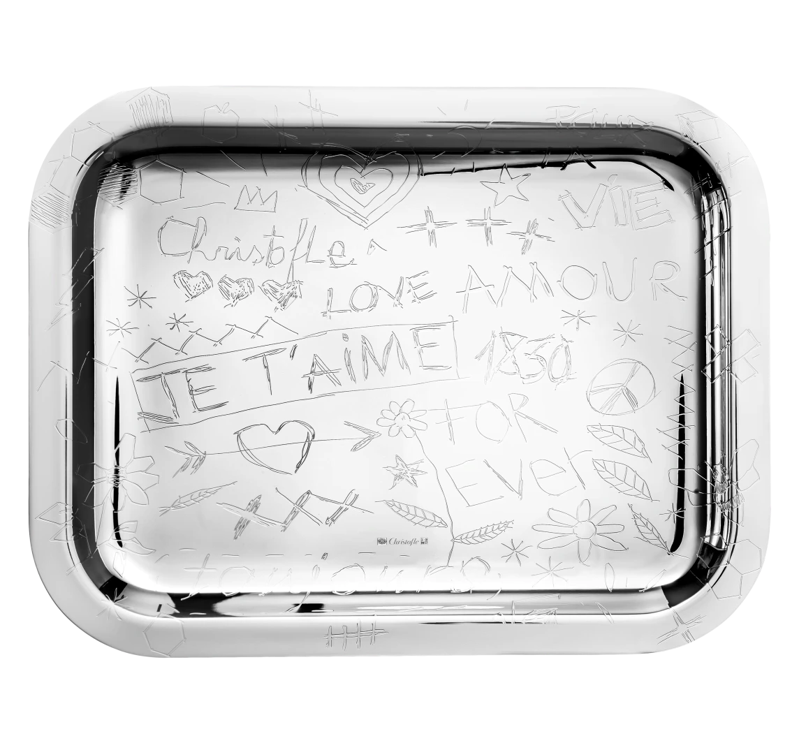 Christofle Graffiti Tablet 26x20cm versilbert