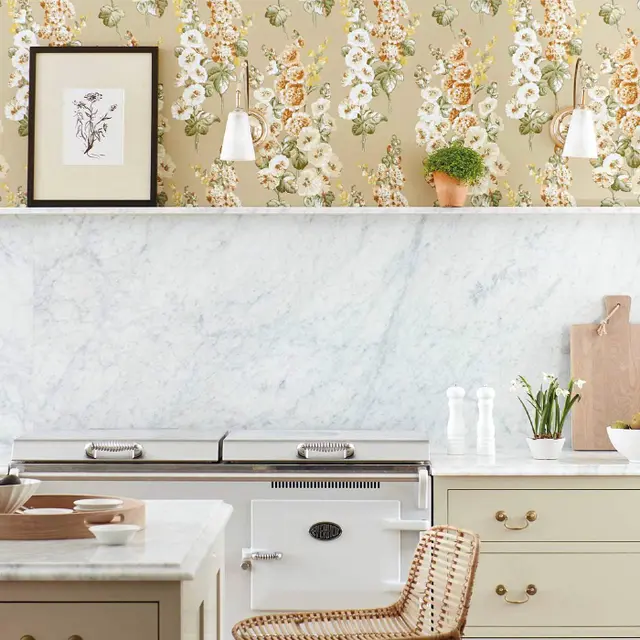 Sanderson Hollyhocks Wallpaper