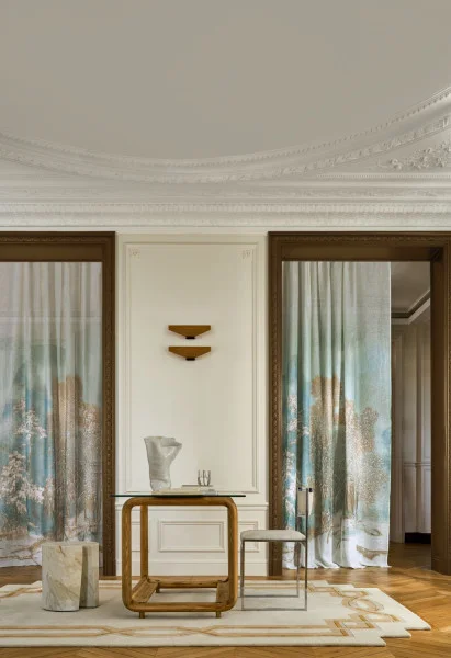 Casamance Silence Blanc – bedruckter Leinen-Vorhangstoff