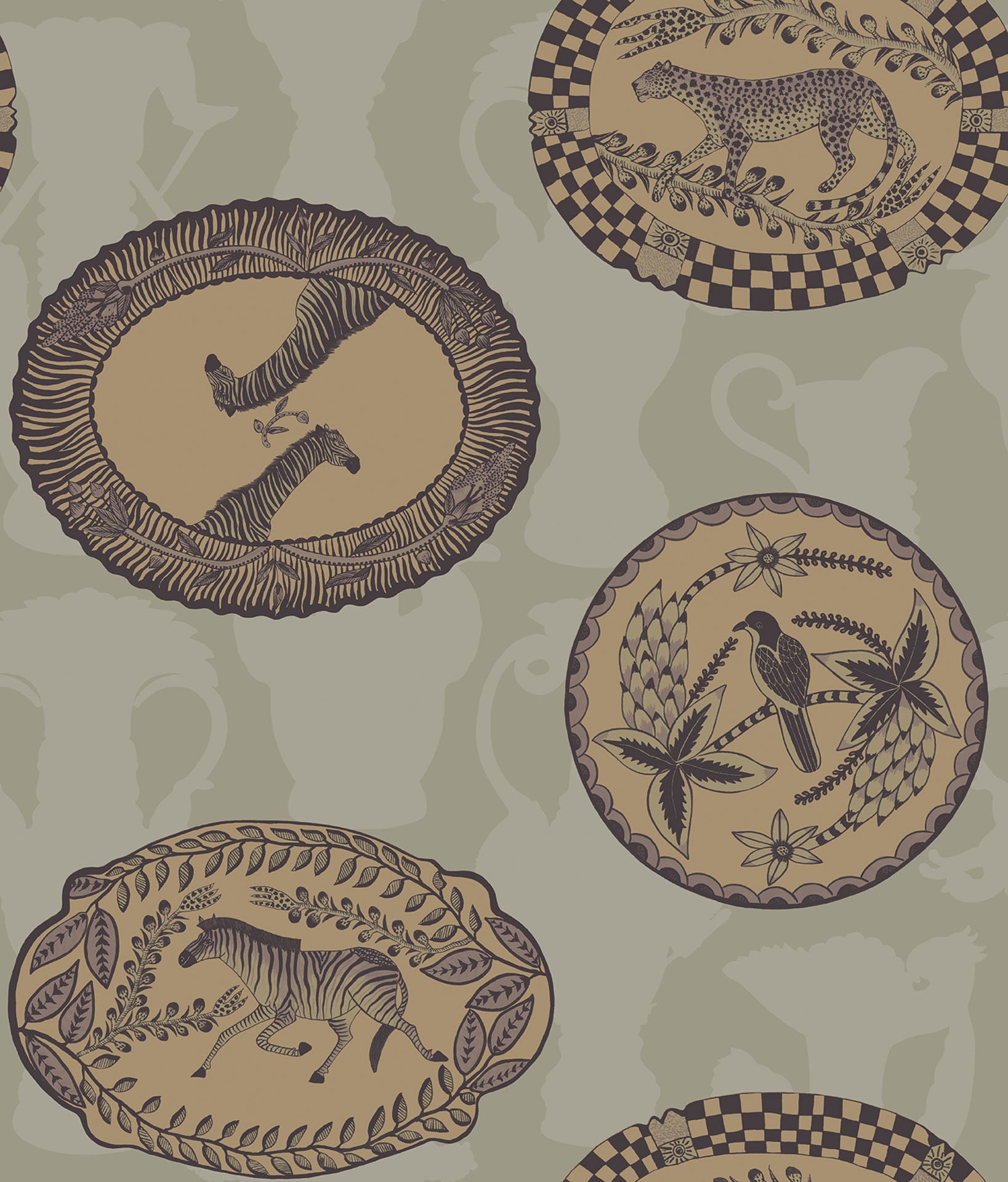 Metallic Gold & Charcoal on Old Olive