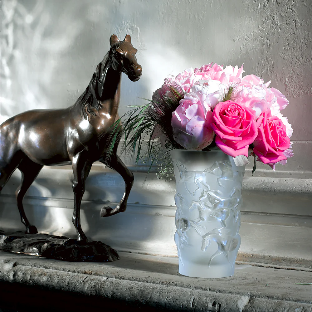 Lalique Mustang Vase Clear Crystal