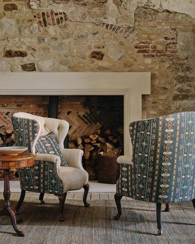 Colefax and Fowler Pembury | Dekostoff mit geometrischer Stickerei