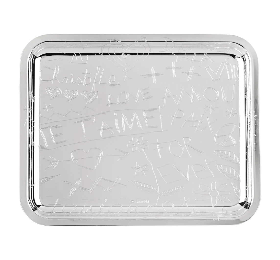Christofle Graffiti Tablett 16x20cm  versilbert