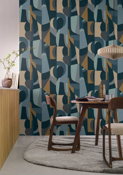 Casamance Assemblage - Vinyltapeten mit geometrischem Stickerei-Effekt