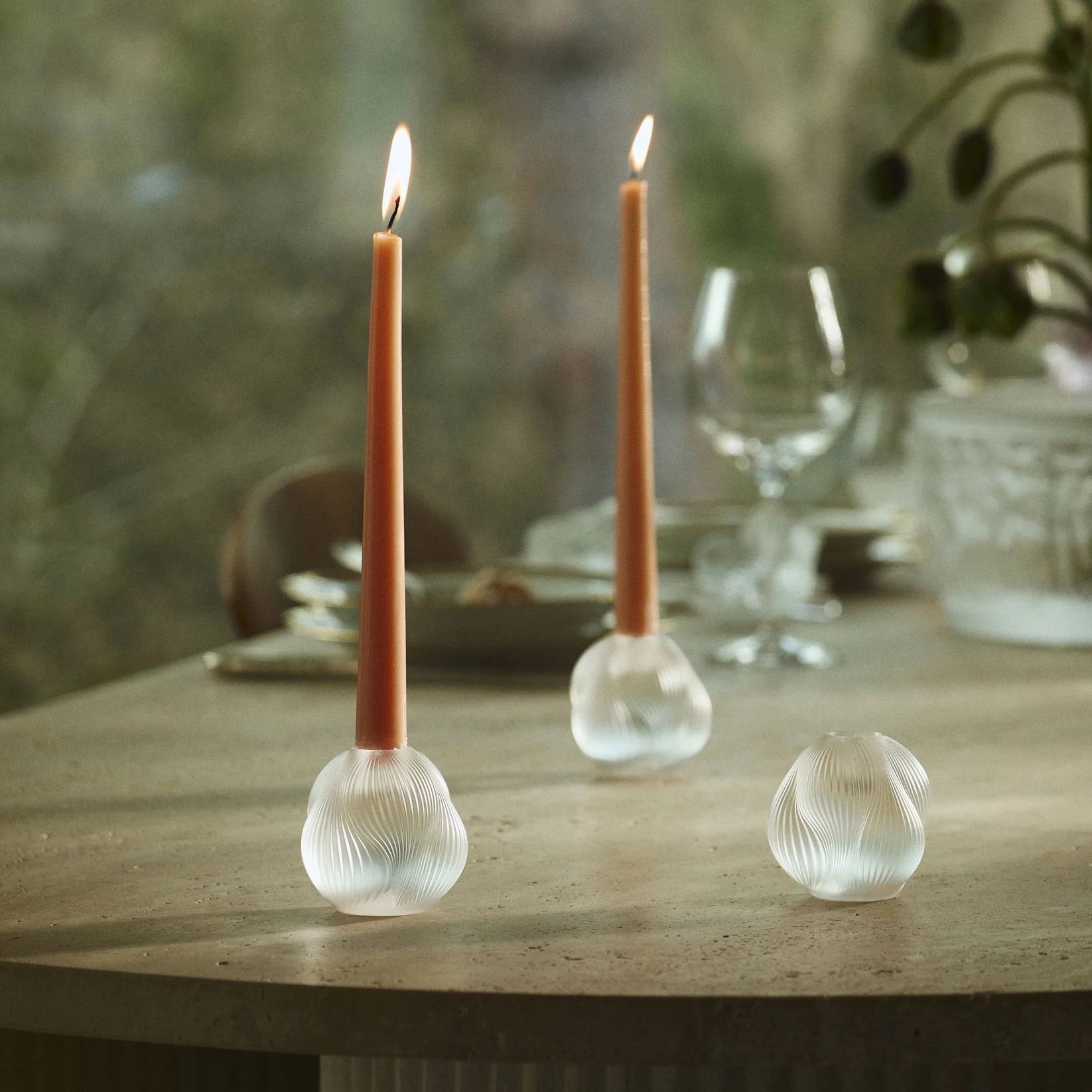 Lalique Alizé Kerzenhalter aus klarem Kristallglas