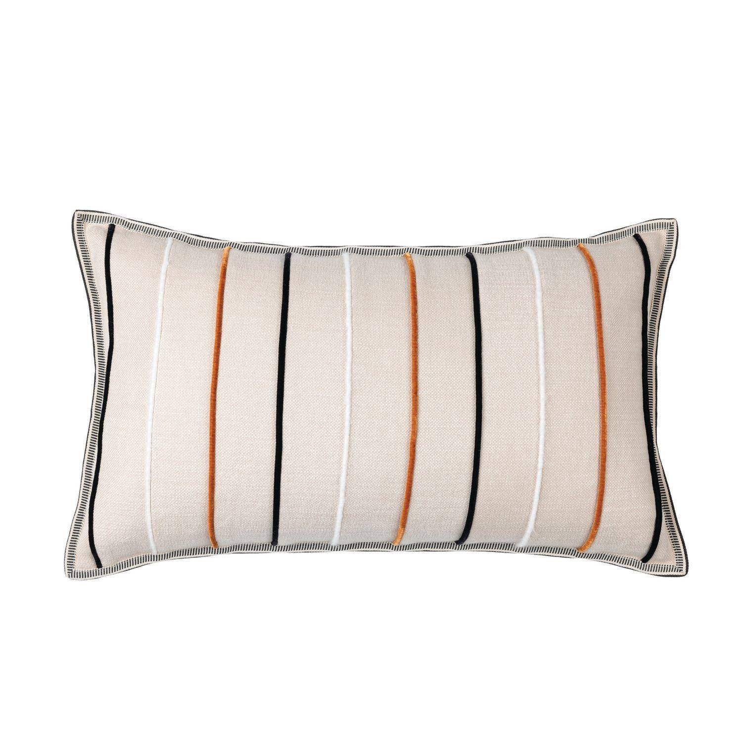 Casamance Killin Noir beige 30x50 cm - Gestreifter Kissenbezug