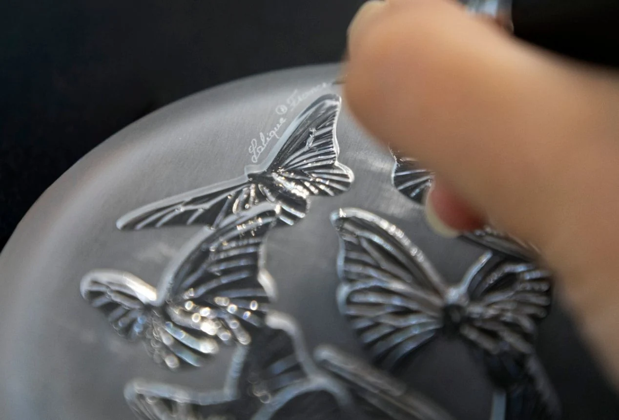 Lalique Papillons Vase groß – nummerierte Kristallvase
