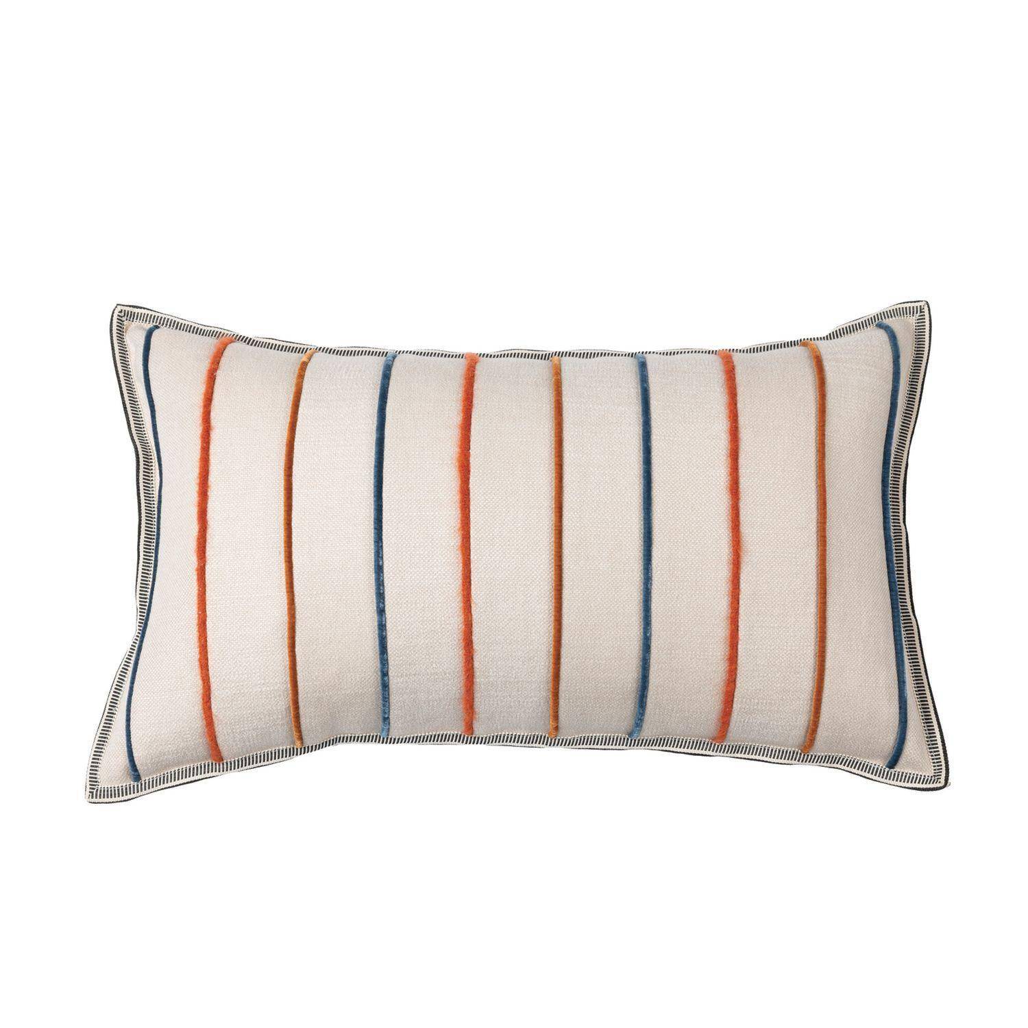 Casamance Killin Orange bleu 40x60 cm - Gestreifter Kissenbezug