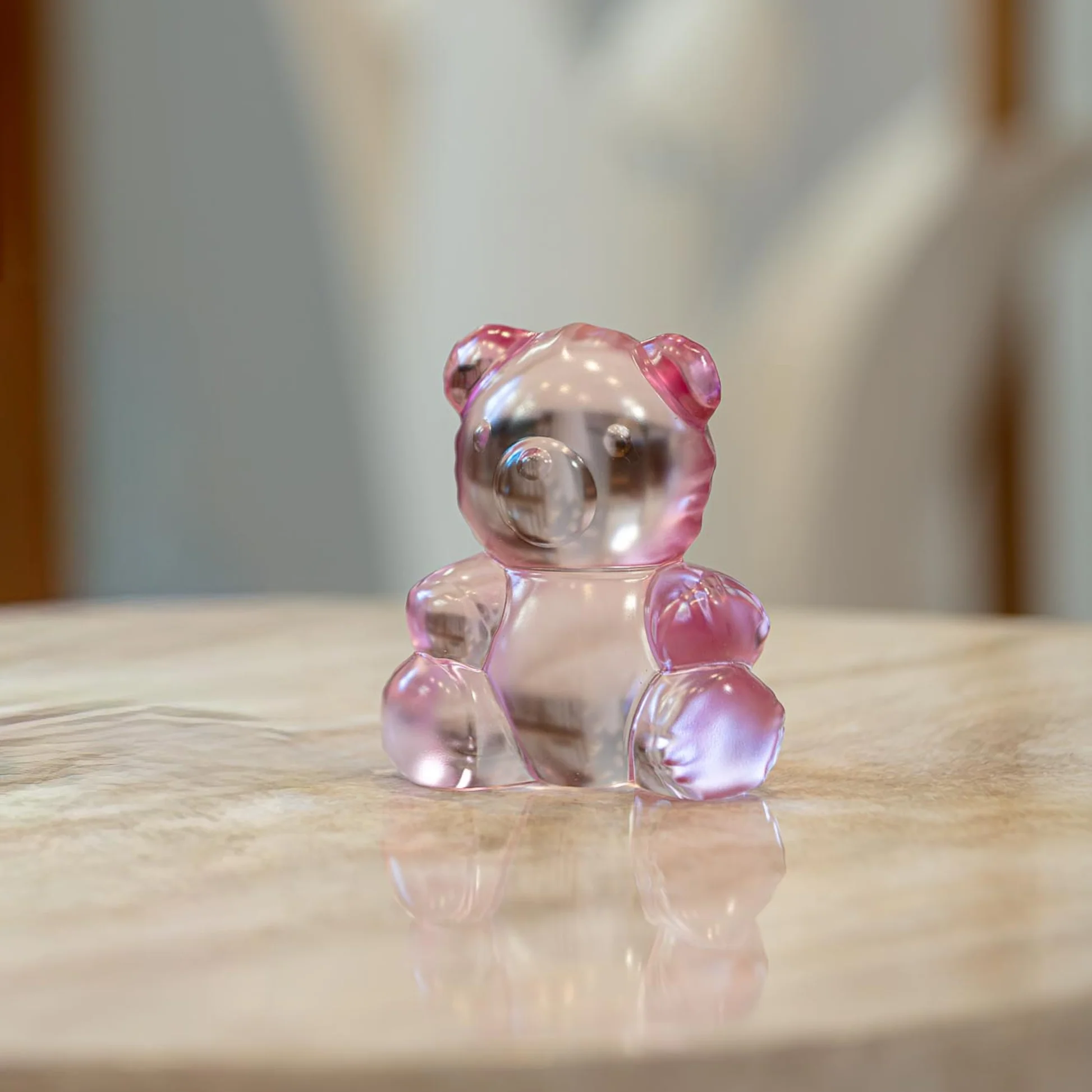 Lalique Teddy Air Small Pink Luster – Teddybär aus Kristall
