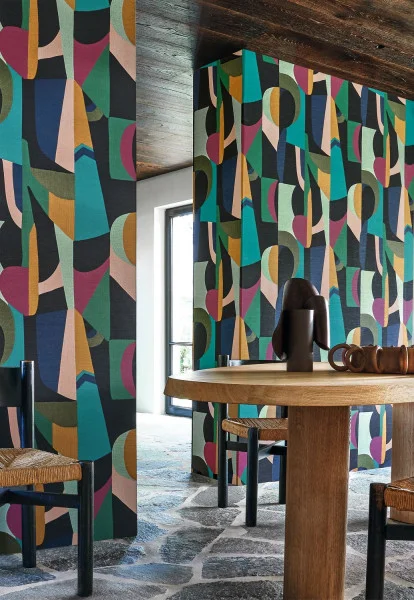Casamance Assemblage - Vinyltapeten mit geometrischem Stickerei-Effekt