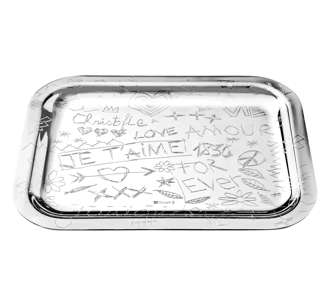 Christofle Graffiti Tablet 26x20cm versilbert