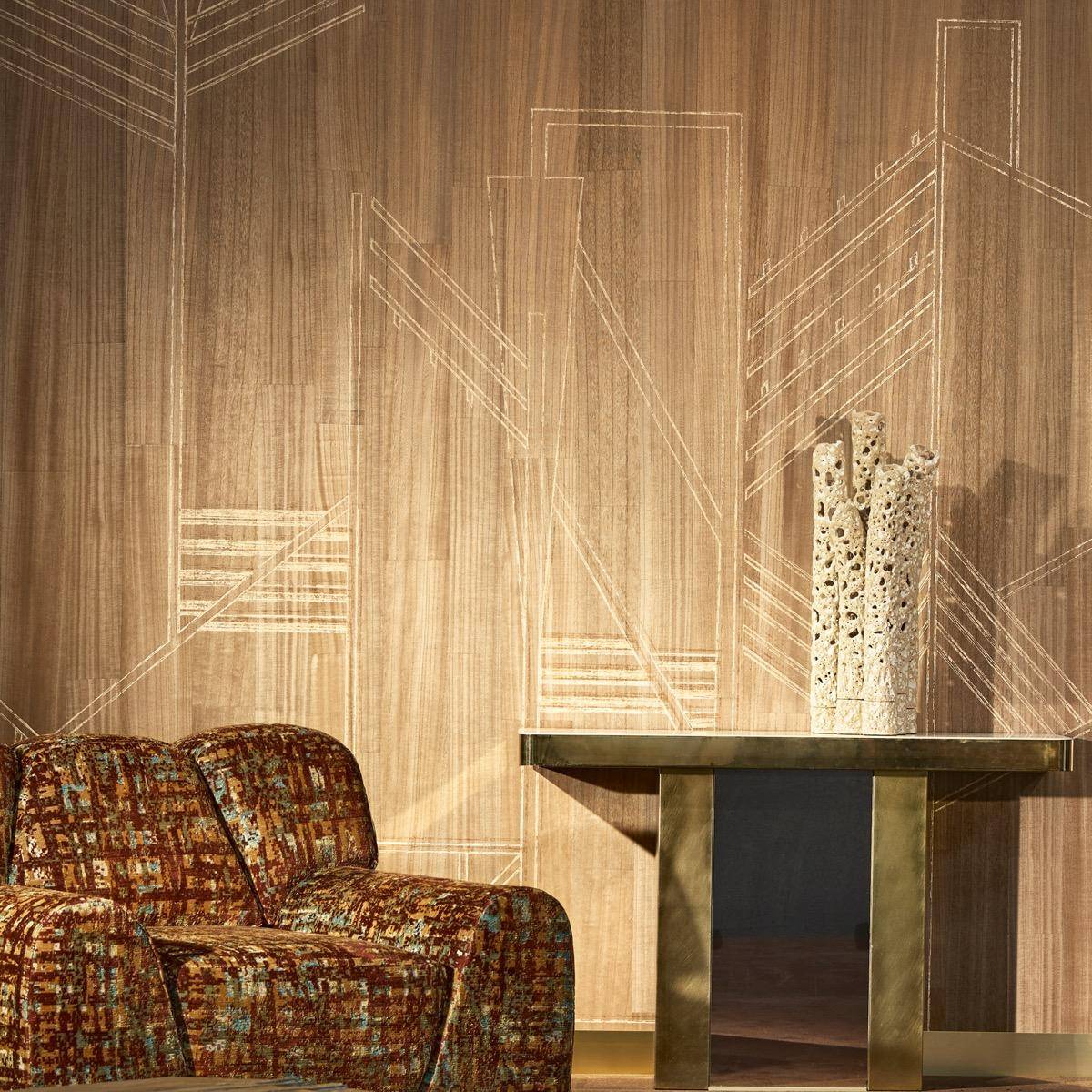 Nobilis Lloyd - Stilvolle Tapete aus Holzfurnier im Art-Deco Look