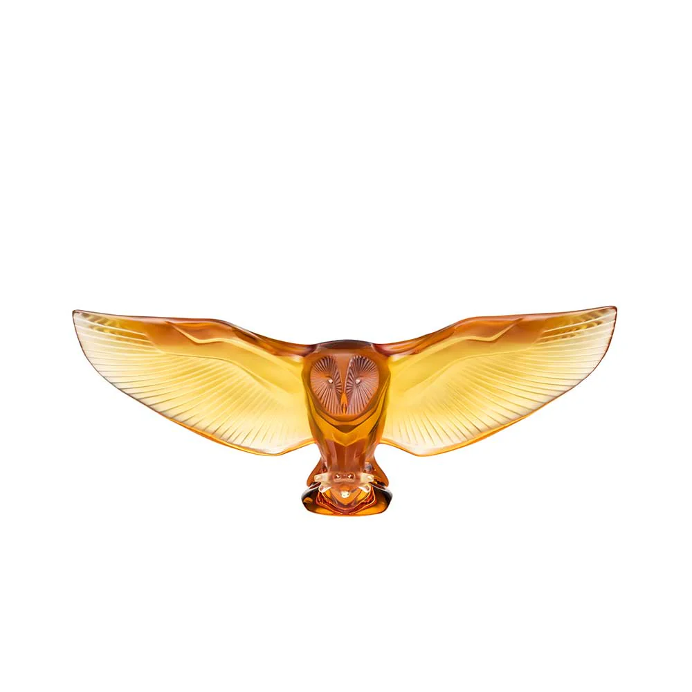 Lalique Barn Owl Skluptur Amber