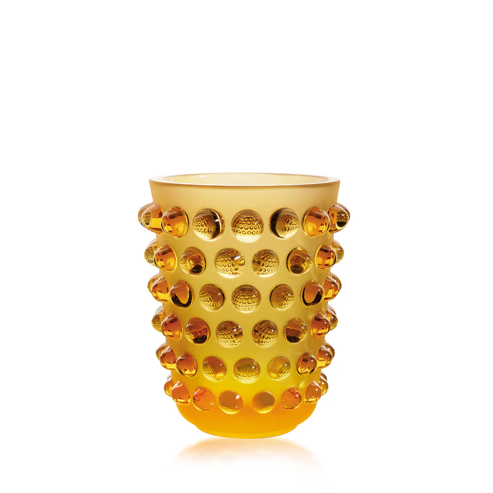 Lalique Mossi Vase Cristal Ambre