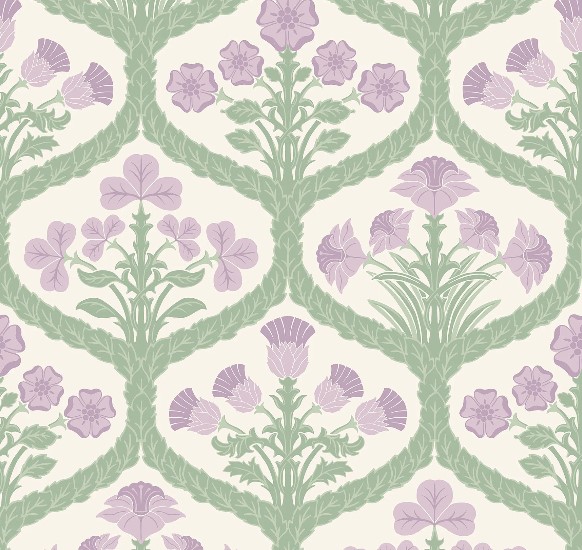 Mulberry & Olive Green on Parchment