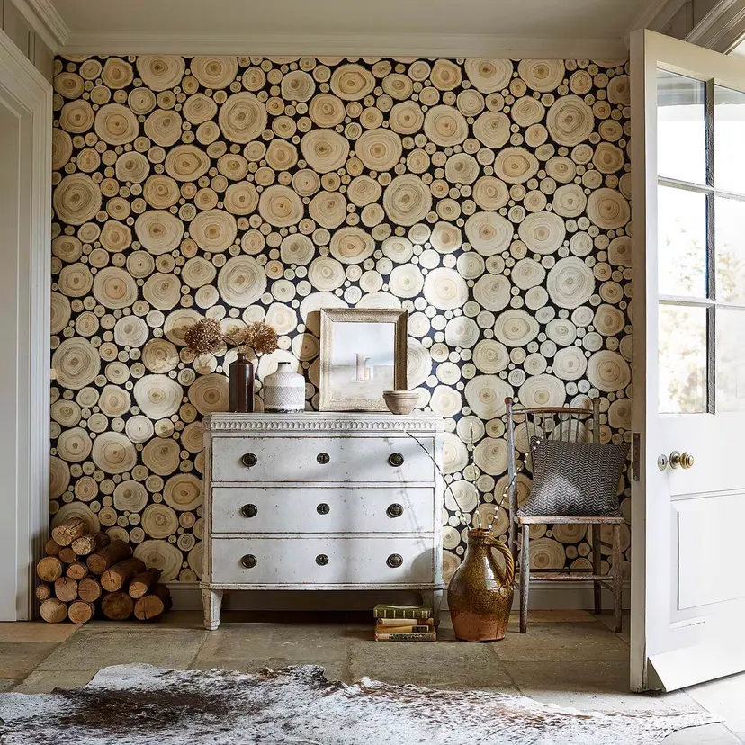 Sanderson Alnwick Logs Wallpaper