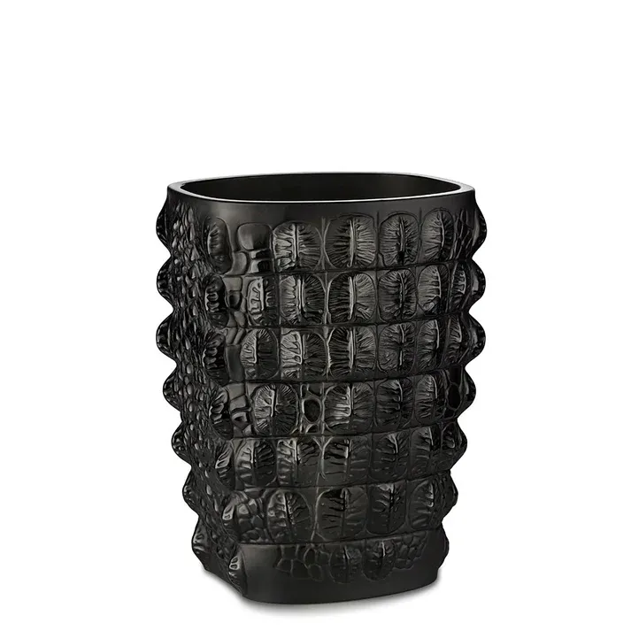 Lalique Vase Croco Schwarz