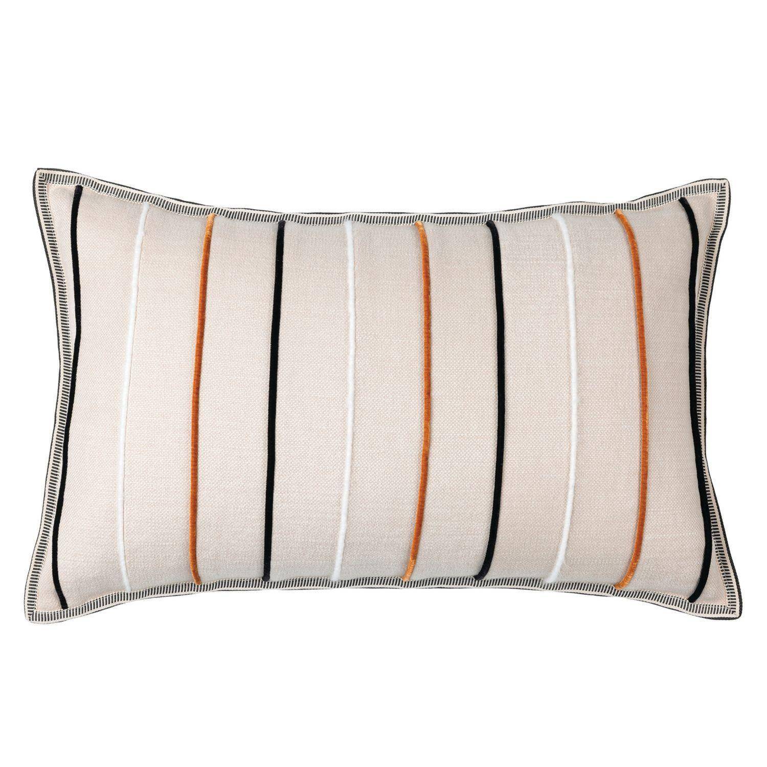 Casamance Killin Noir beige 40x60 cm - Gestreifter Kissenbezug