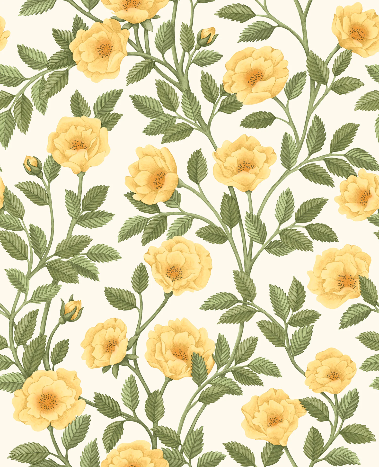 Marigold & Olive Green on White