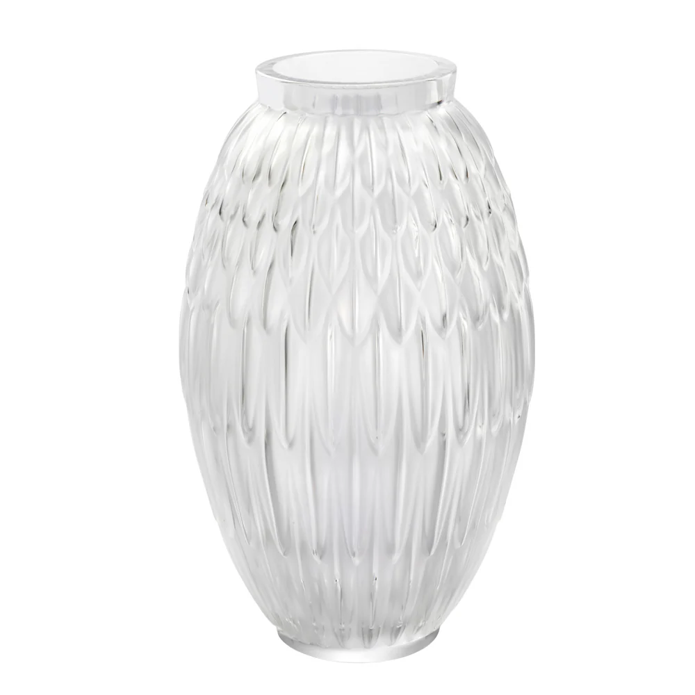 Lalique Vase Plumes Grand Clear