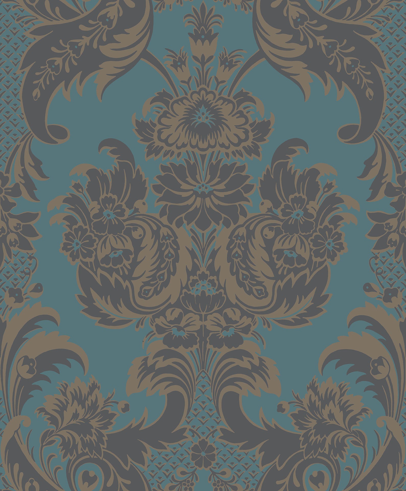 Metallic Gilver & Dark Viridian on Petrol