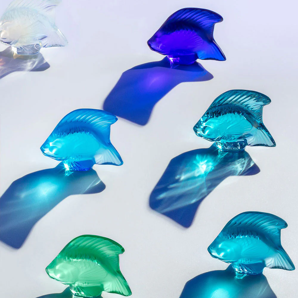 Lalique Fish Sculpture - Dusk Purple