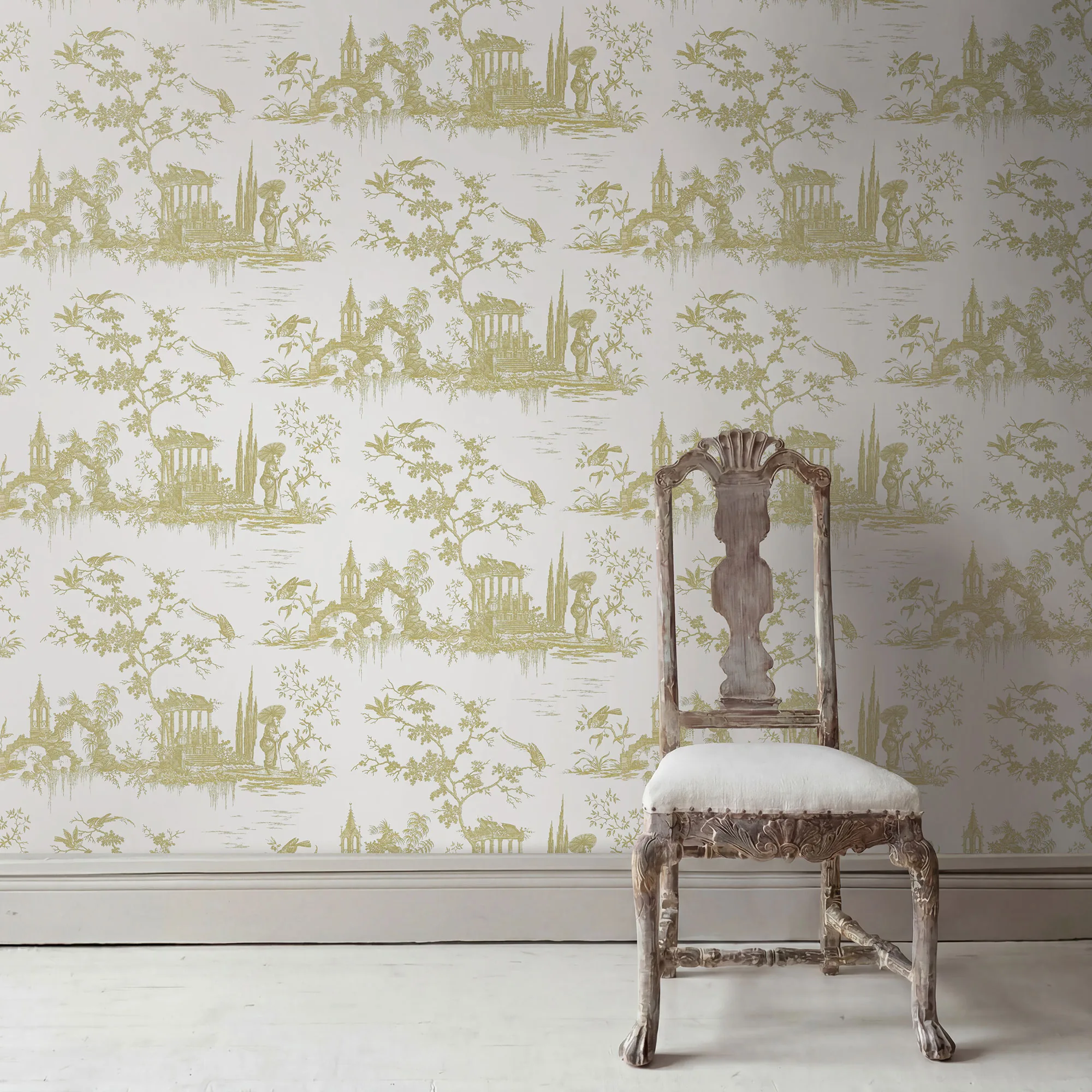 Lorenzo Castillo Jade - elegante Toile de Jouy Tapete
