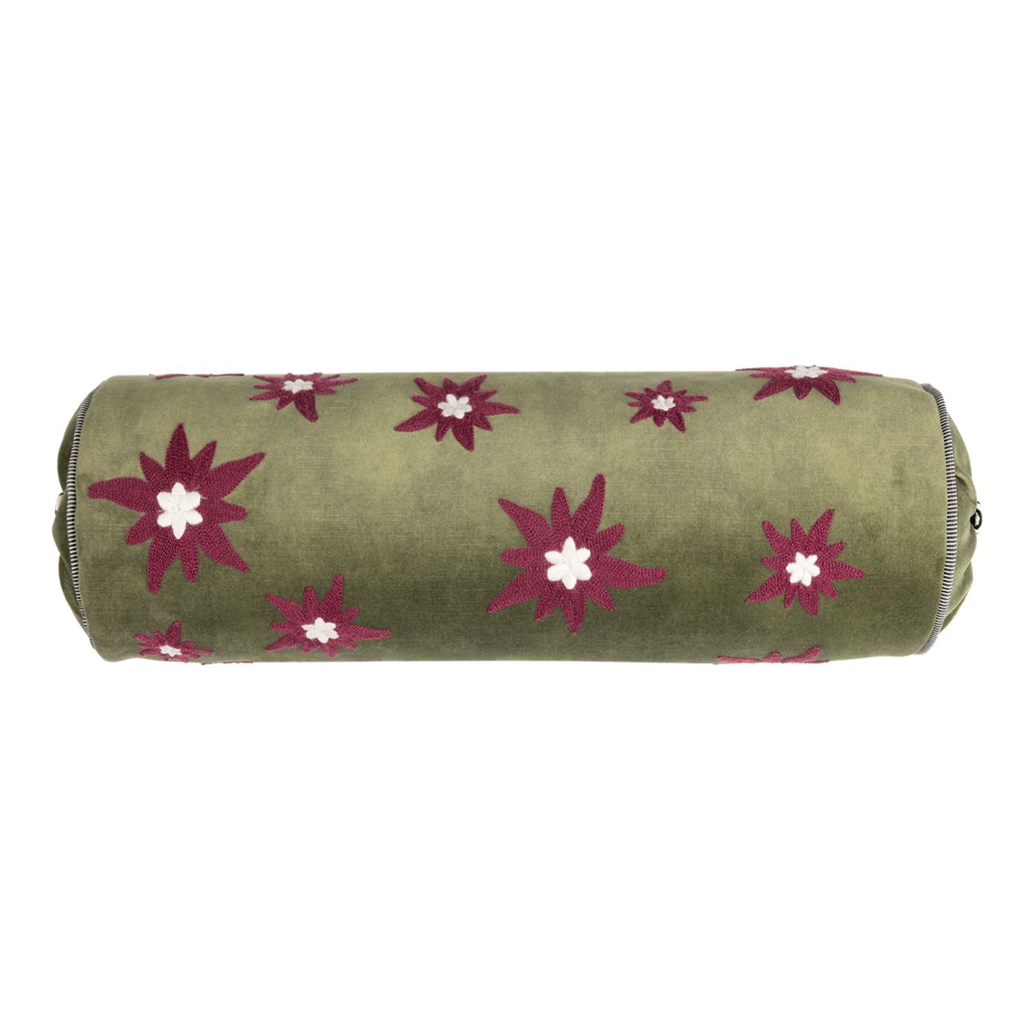 Casamance Housse de Coussin Ness - Vert Olive - Zylinder Kissenbezug
