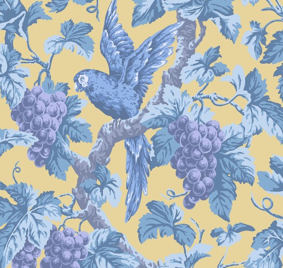 Hyacinth, Lilac & China Blue on Ochre