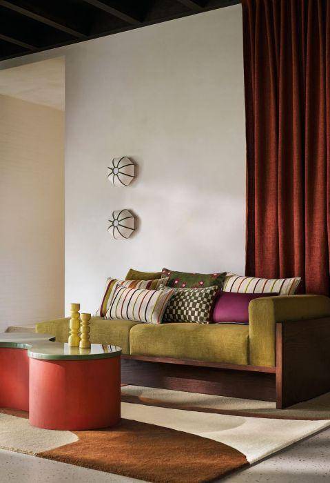 Casamance Killin Orange vert 30x50 cm - Gestreifter Kissenbezug