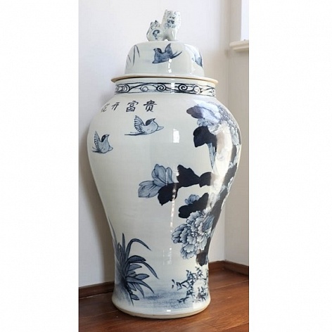 Villa Kontor Vase Traditionelle chinesische Vase 45 x 96 cm Chinesische Vasen
